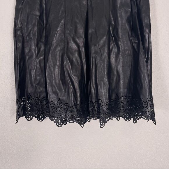 J. McLaughlin Black Faux Leather Cutout Trim Skirt - Picture 6 of 9